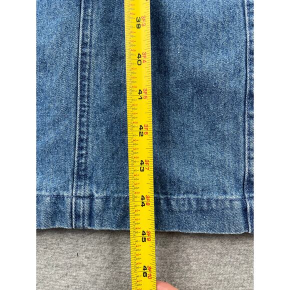 y2k 90s Vintage Denim Halter Midi Dress Size 8P Blue Button-Up Sleeveless Collar - Picture 8 of 15